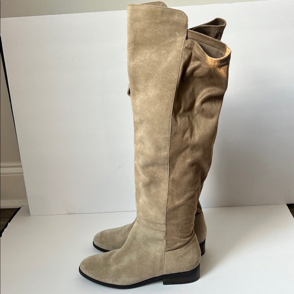 Lucky Brand Calypso Beige Leather Riding Boots Womens Sz 8M - Picture 1 of 7